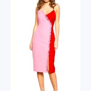 Bardot “Sherbert Mini Bomb Dress” Color-block Pink & Red Cocktail Dress Size M